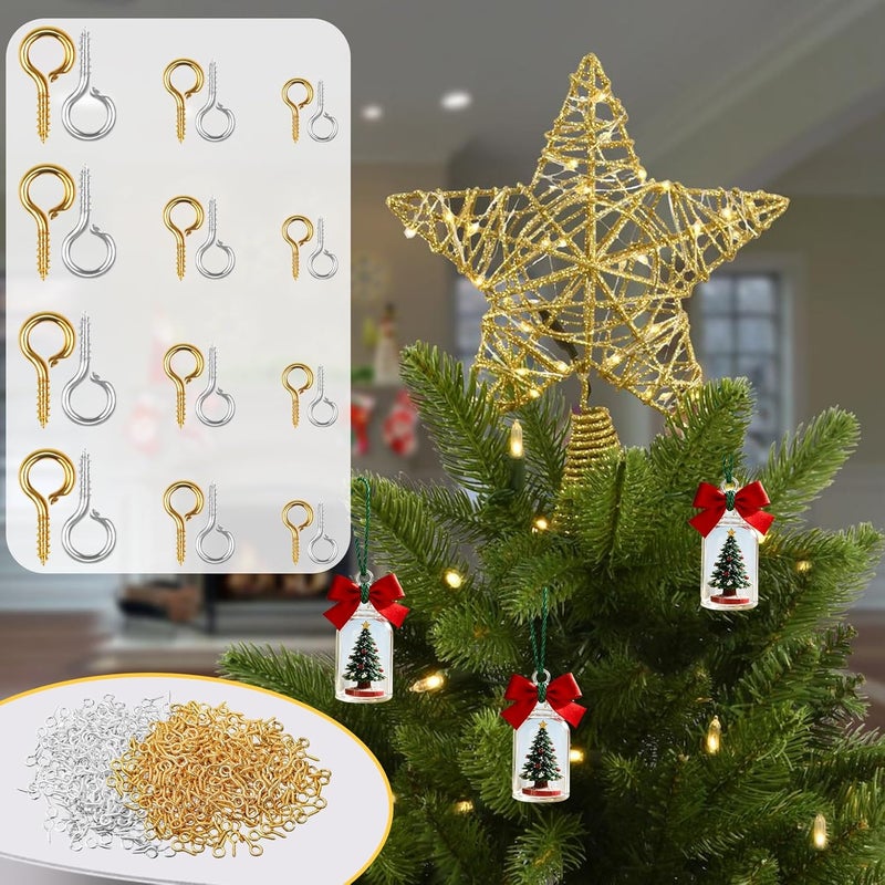 VYNFLICK Screw Eye Pins: Small Eyelet Screws 3 Sizes 800Pcs Gold & Silver Mini Eye Hooks for Jewelry Making DIY Crafts Art Projects - Image 4